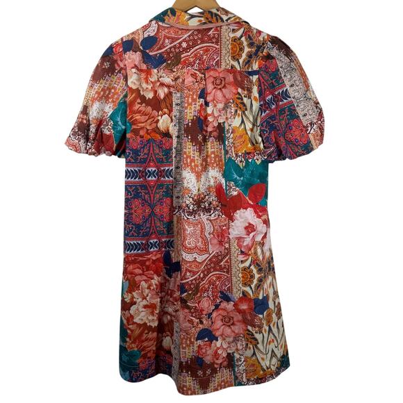 Chico's Dress Women 4 NWT Very Cherry Balloon Hem Tapestry Floral Pocket Modest - Picture 2 of 8